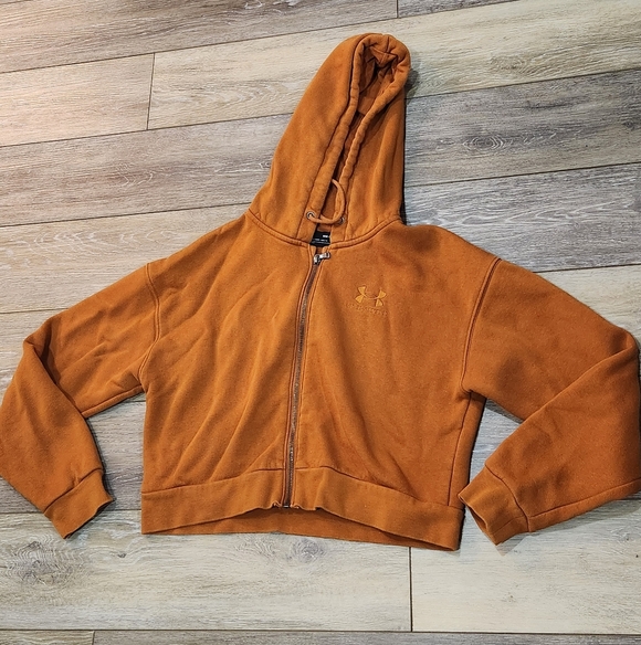 Under Armour Burnt Orange Crop Zip-Up Hoodie Size Small - Picture 2 of 7